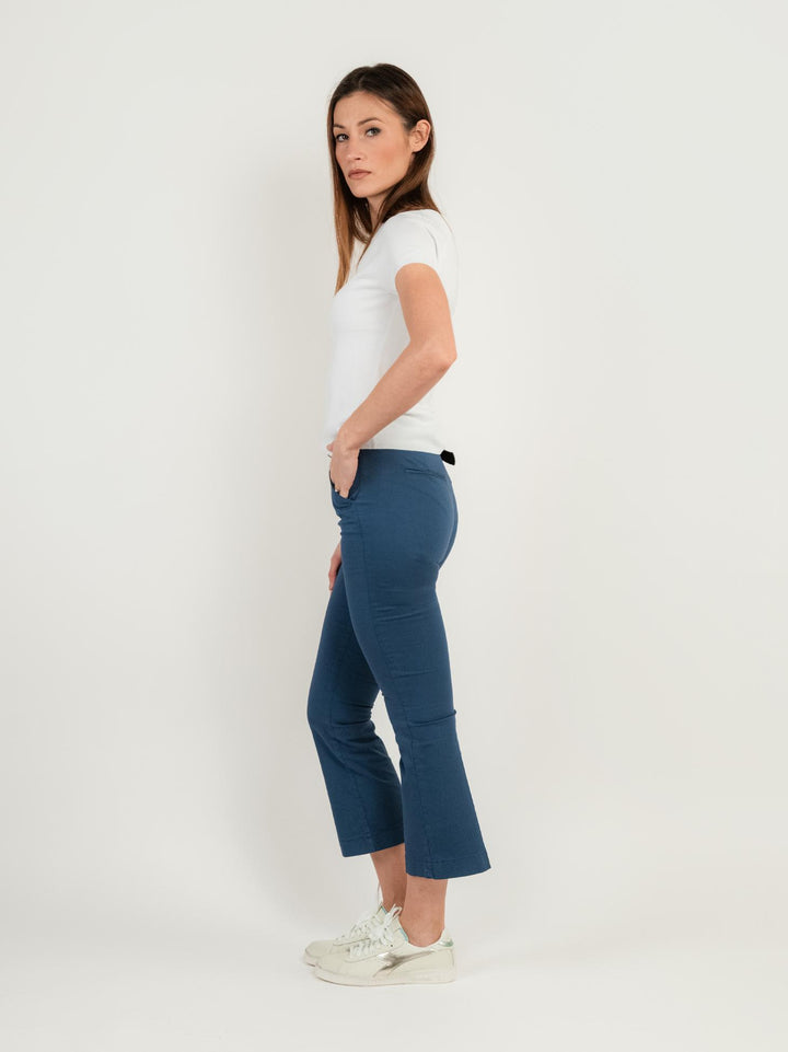 PANTALONE A TROMBETTA IN COTONE BLU