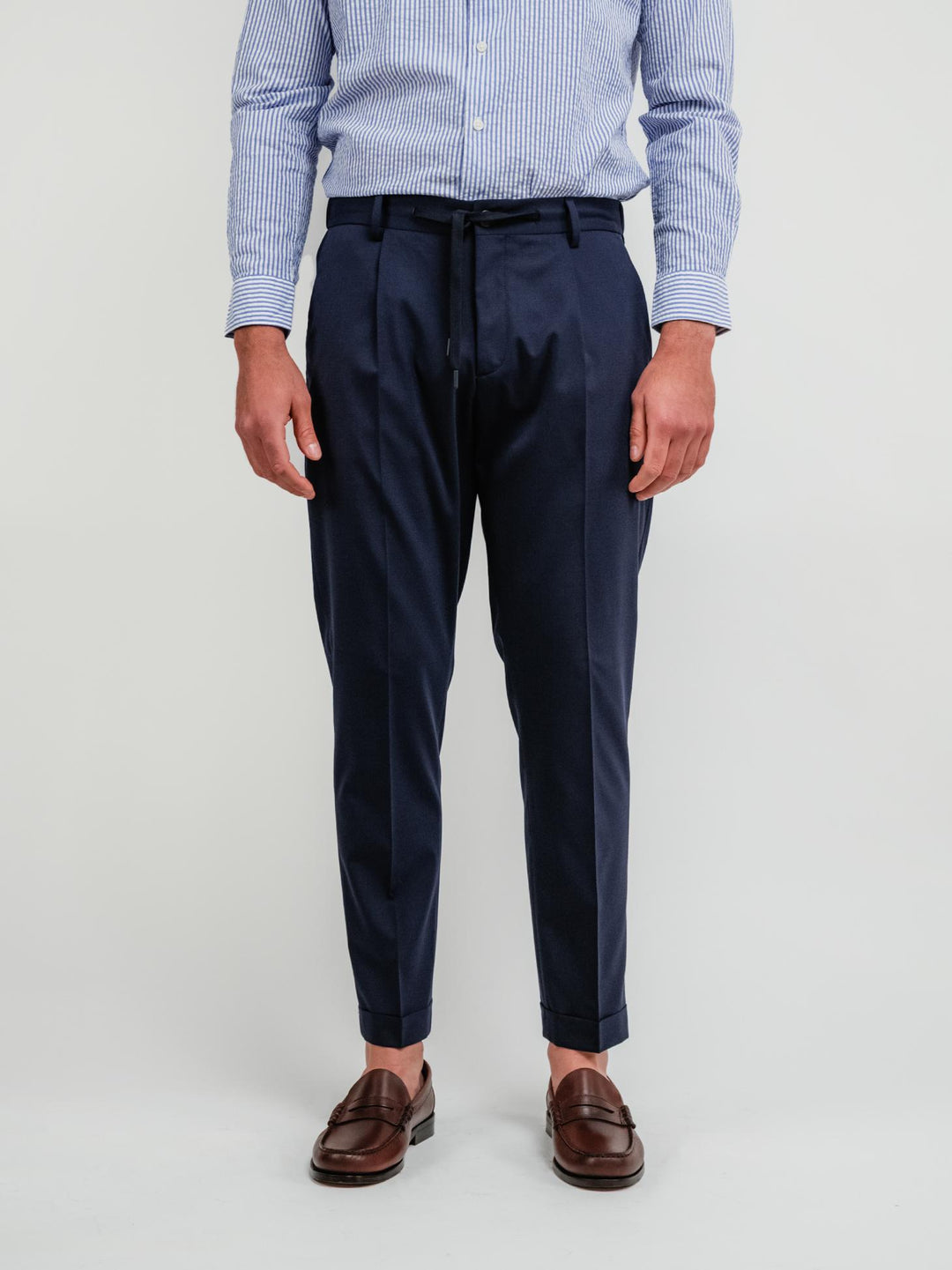 PANTALONE IN COTONE CON COULISSE BLU NAVY