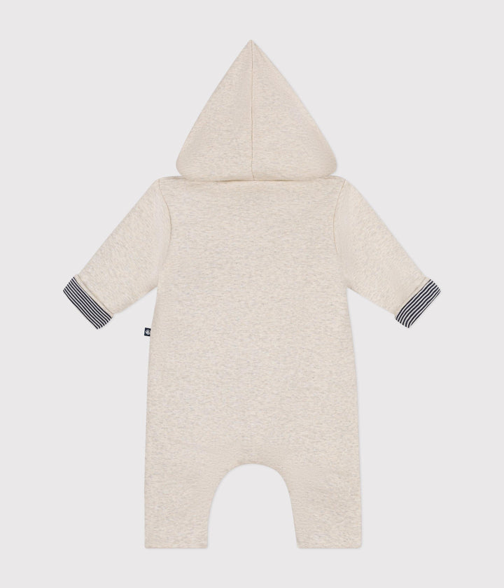 Tutina beige lunga imbottita con cappuccio in cotone neonato A0BMV 01 PETIT BATEAU 