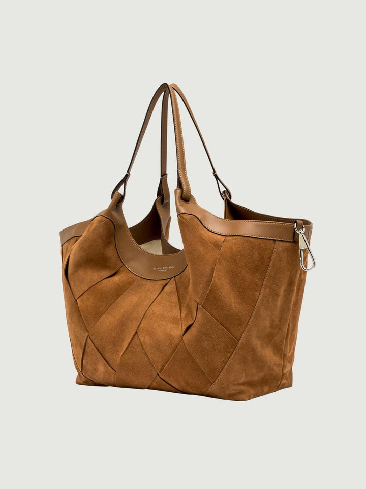 Borsa Dua in camoscio trama geometrica grande BS 12350 INT-CM 1478 GIANNI CHIARINI 