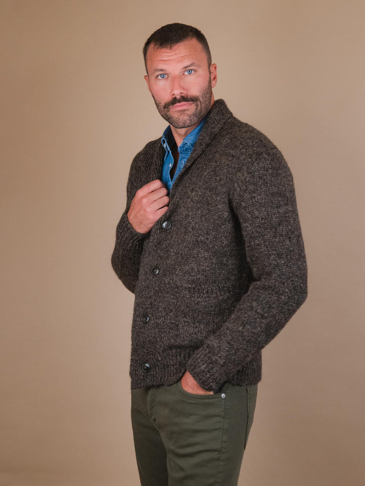 CARDIGAN IN MISTO LANA IN FANTASIA MELANGE MARRONE OF1F2W3M025 431 ANDREA MORANDO 