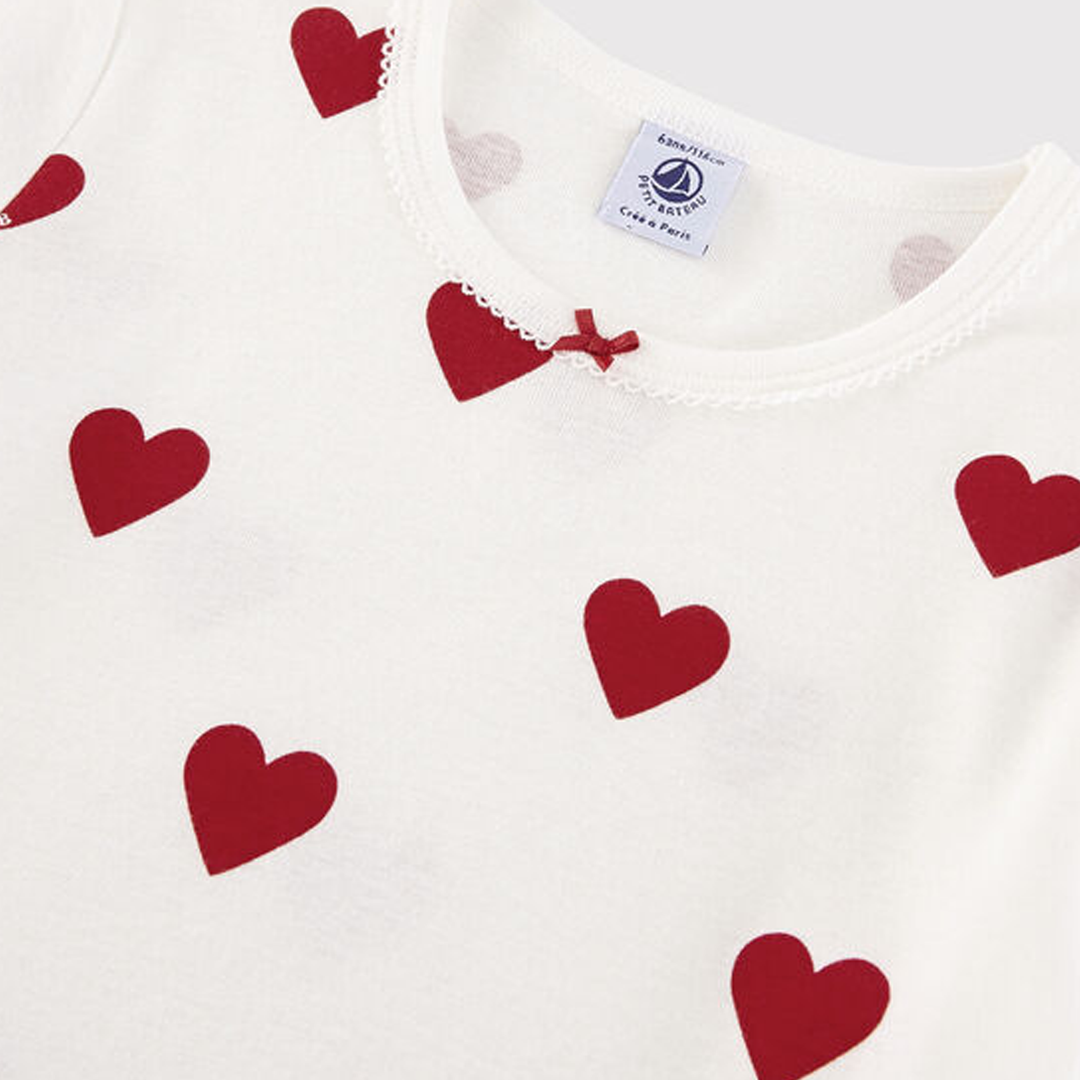 Camicia Da Notte Bambina In Cotone Motivo Cuore 59396 01 PETIT BATEAU 