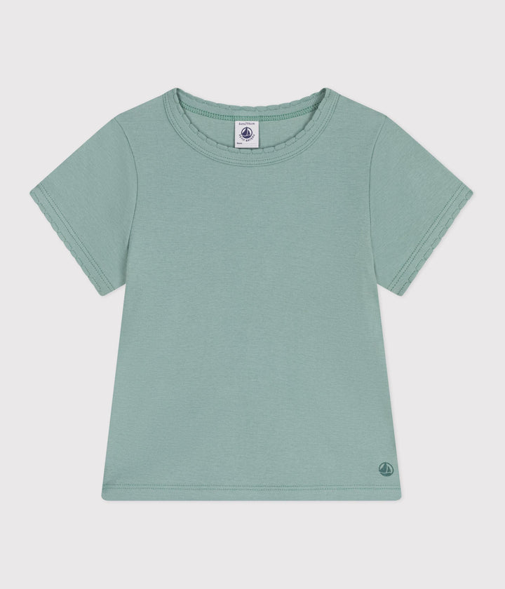 T-shirt a maniche corte in cotone tinta unita bambina