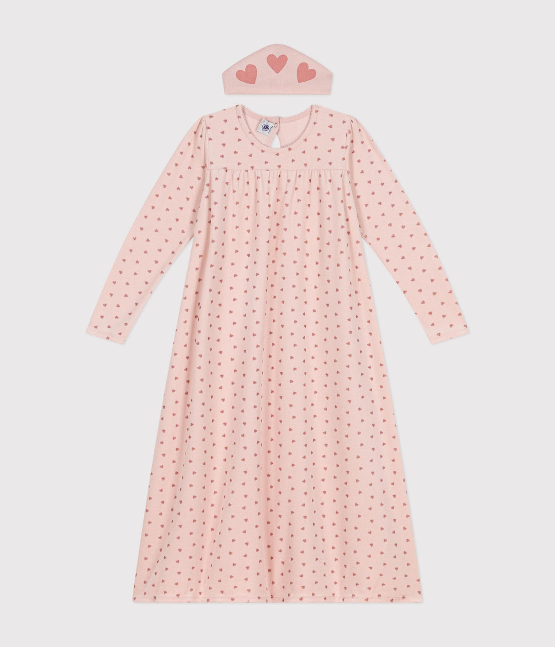 Camicia da notte e coroncina a cuori in ciniglia rosa A0BJ5 01 PETIT BATEAU 