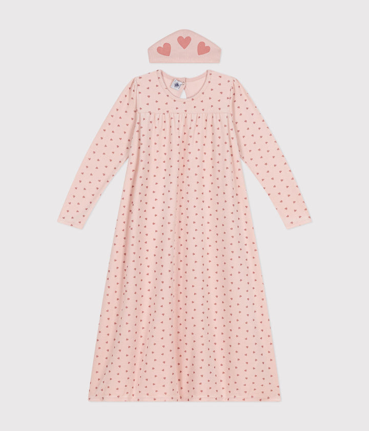 Camicia da notte e coroncina a cuori in ciniglia rosa A0BJ5 01 PETIT BATEAU 