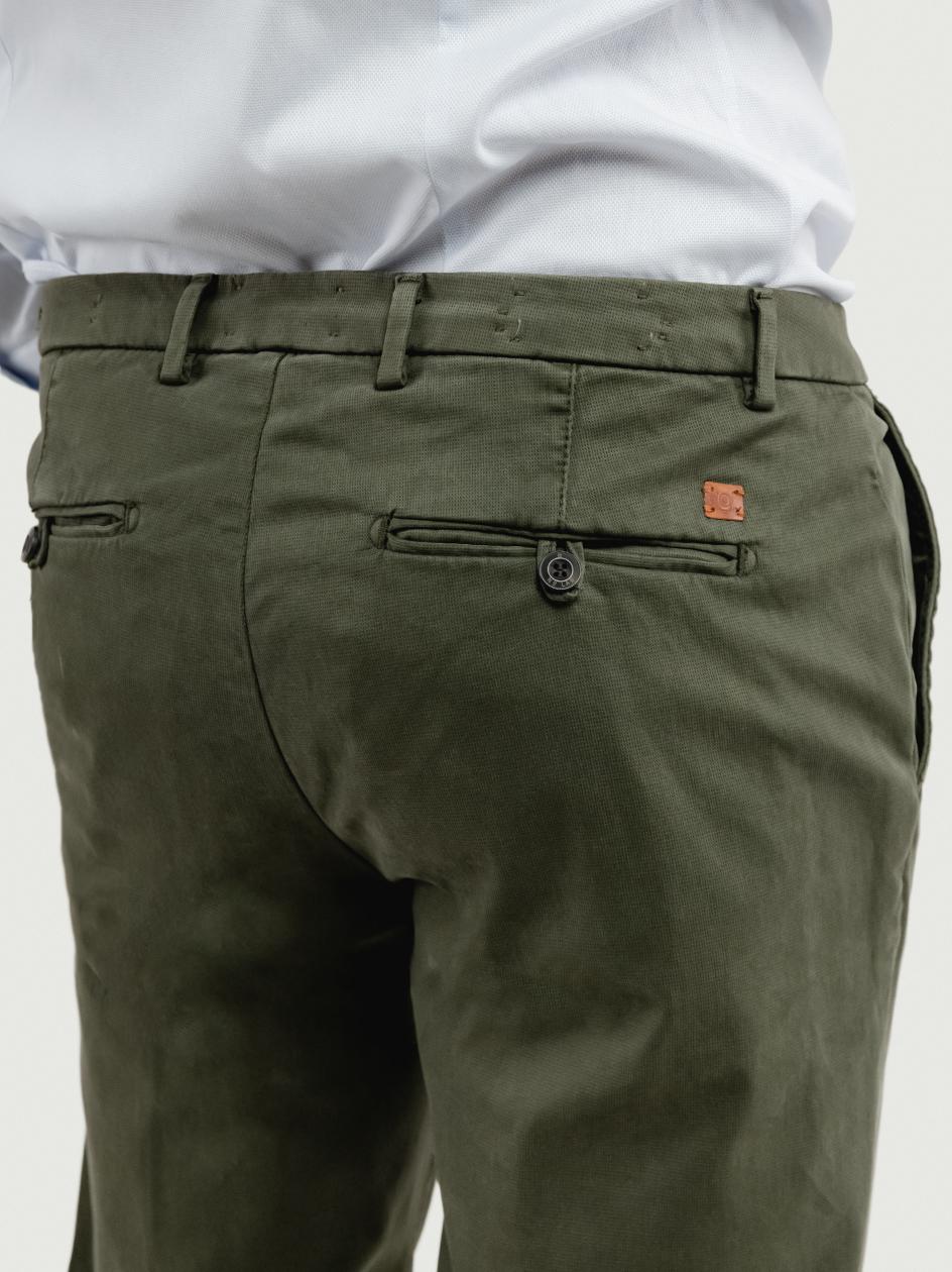 PANTALONE  STRIKER IN COTONE CON MICROTRAMA VERDE PINO T617STR 691 NOLAB 