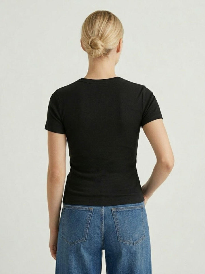 T-shirt girocollo in cotone nero 8157 NERO ANDREA MORANDO 