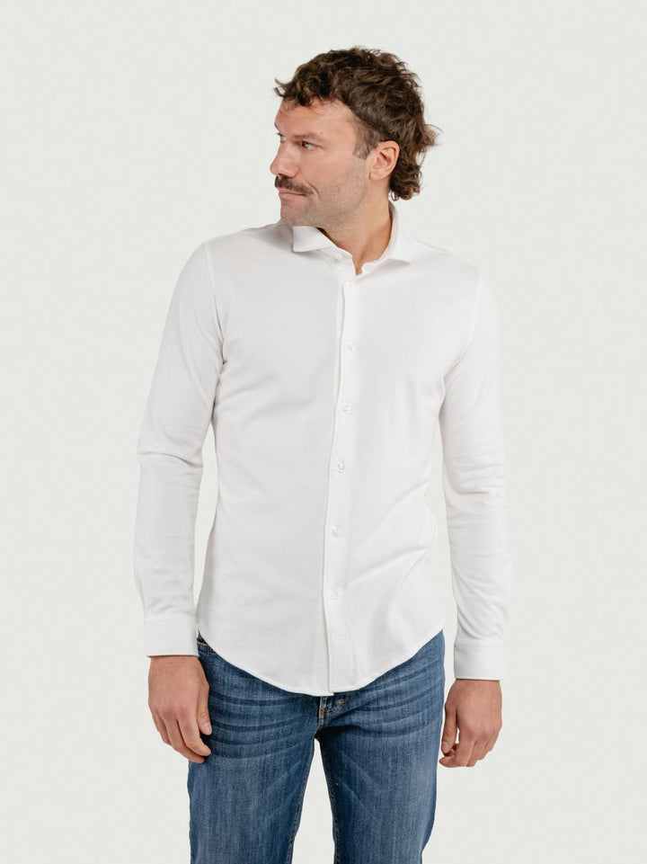 POLO CAMICIA IN COTONE PIQUET BIANCA BU26W42CA 101 ANDREA MORANDO 