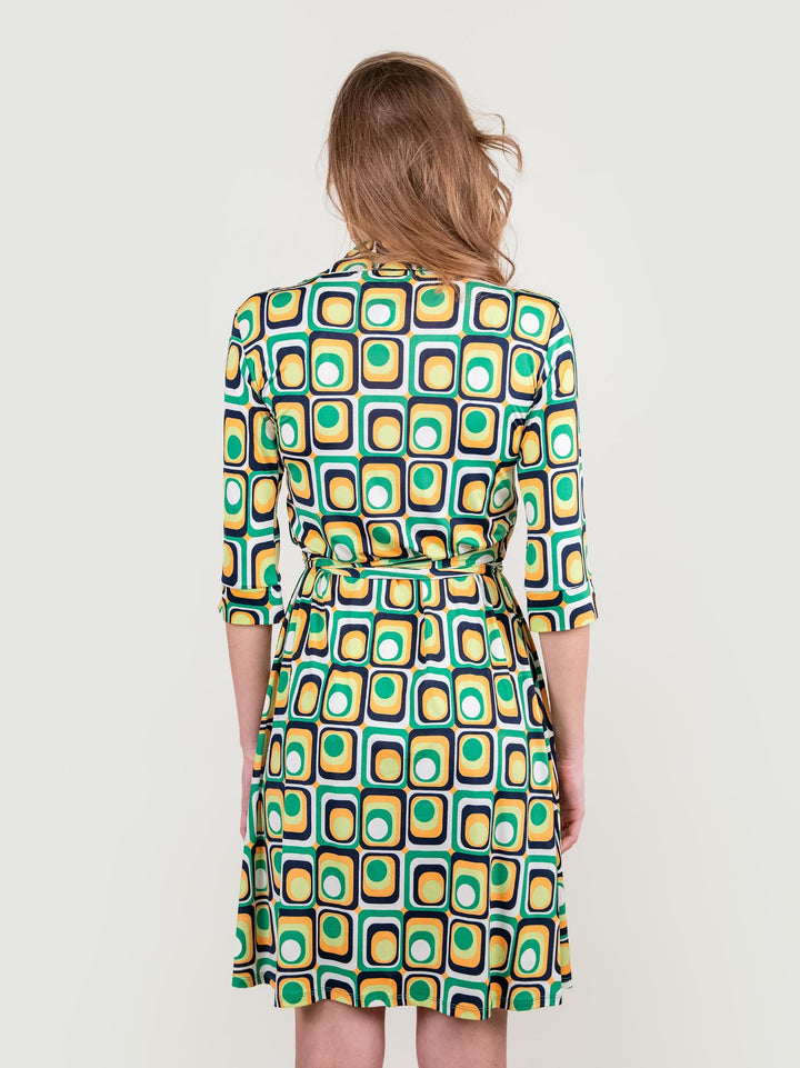 Abito kimono in fantasia optical verde multicolor DIANE VERDE ANDREA MORANDO 