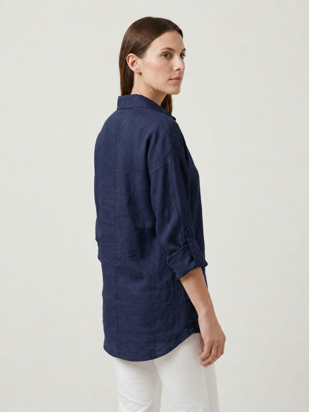 Camicia in lino navy 6CM0552 BLU ANDREA MORANDO 