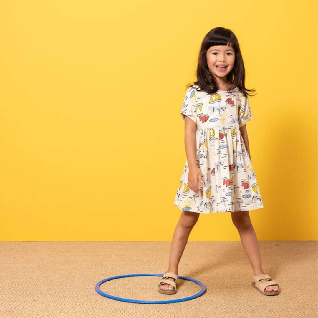 Abito a manica corta in popeline bambina A06WN 01 PETIT BATEAU 