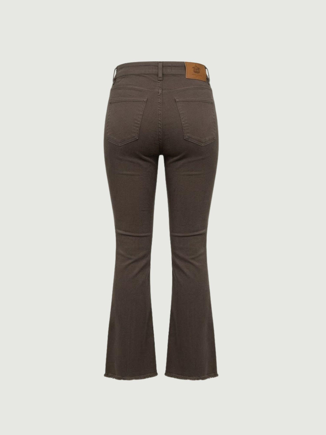 Pantalone a trombetta sfrangiato in cotone cioccolato 80137G190 CIOCOLATO ANDREA MORANDO 