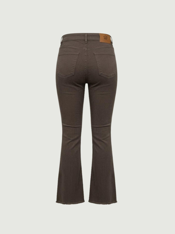 Pantalone a trombetta sfrangiato in cotone cioccolato 80137G190 CIOCOLATO ANDREA MORANDO 