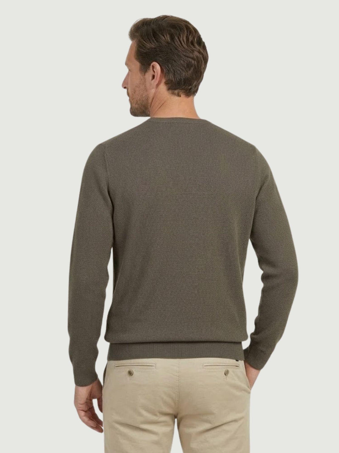 Maglia con scollo rotondo in cotone verde oliva 3700900 331 ANDREA MORANDO 