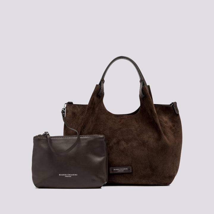 Borsa a spalla Dua medium in suede cioccolato BS 9779 CM-PL 166 GIANNI CHIARINI 