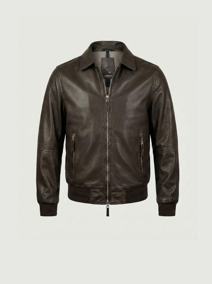 Bomber New Yorker in pelle marrone scuro NEW YORKER 06 JACK LEATHER 