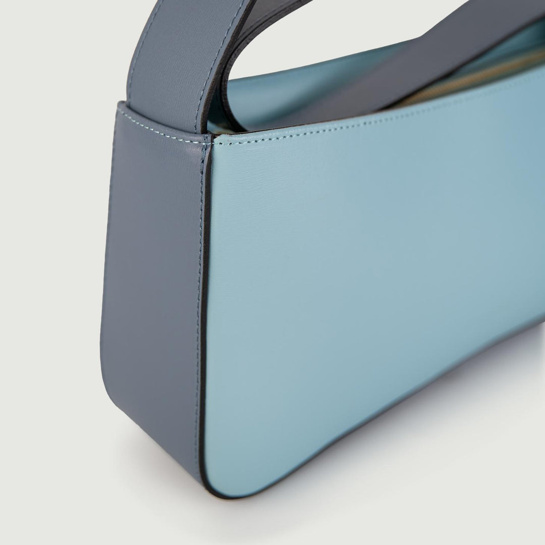 BORSA A SPALLA SEVENTY IN PELLE BICOLORE AZZURRO E BLU SEVENTY AZZURRO BIMOR 