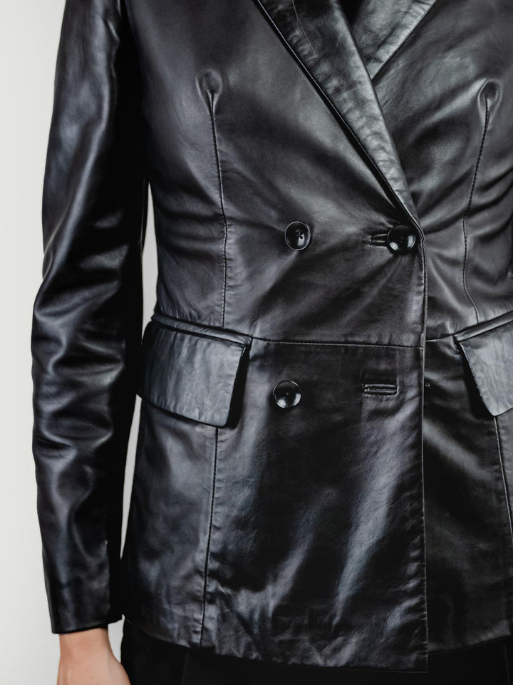 BLAZER DOPPIOPETTO LILLY IN PELLE NERO LILLY 20 JACK LEATHER 