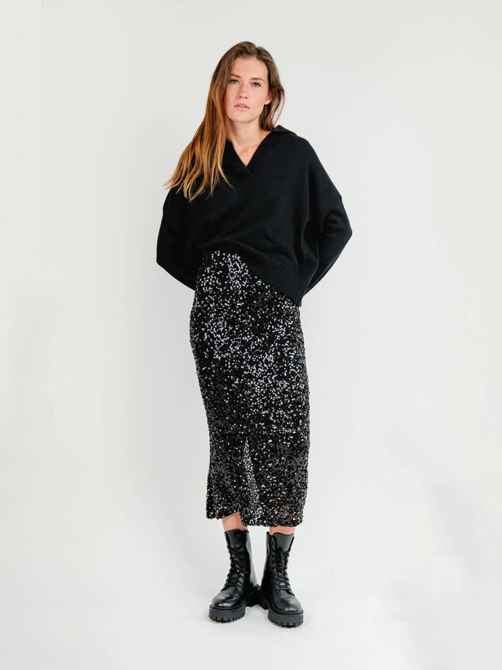 LONGUETTE CON PAILLETTES NERA G247132/03651 1405 ANDREA MORANDO 