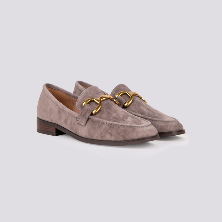 MOCASSINO  CON MORSETTO FRONTALE IN CAMOSCIO GRIGIO 572Z30VK GRIS ANDREA MORANDO 