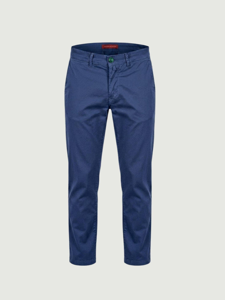 Pantalone chino in cotone navy con bottone gioiello P-KAP 121 ANDREA MORANDO 