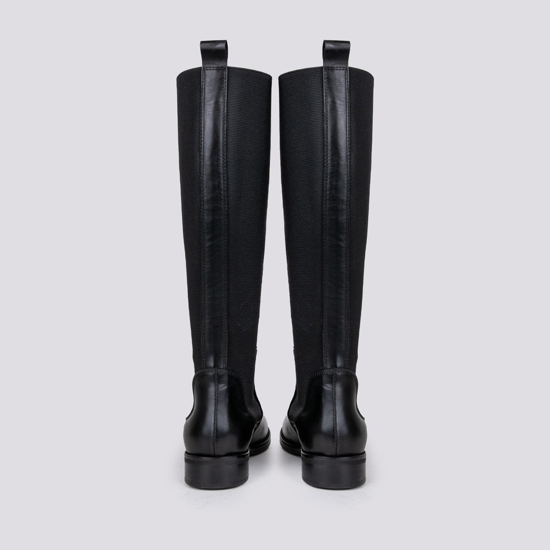 STIVALE ALTO CON MAXI ELASTICI IN PELLE NERO 3043 248 ANDREA MORANDO 