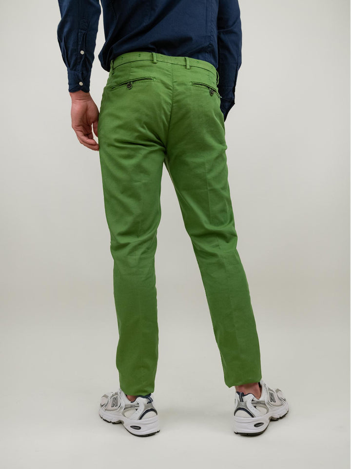 Pantalone in cotone verde con tasche a filo T568/STR 630 NOLAB 