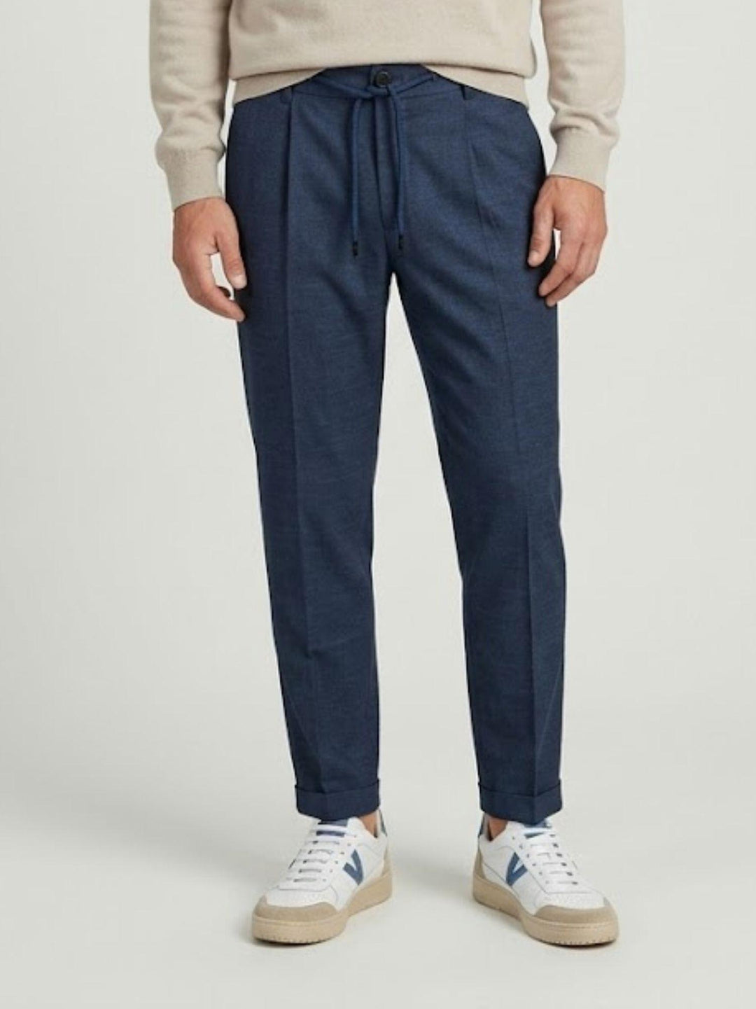 Pantalone fresco lana con coulisse indaco 01PL0204M 7003 ANDREA MORANDO 