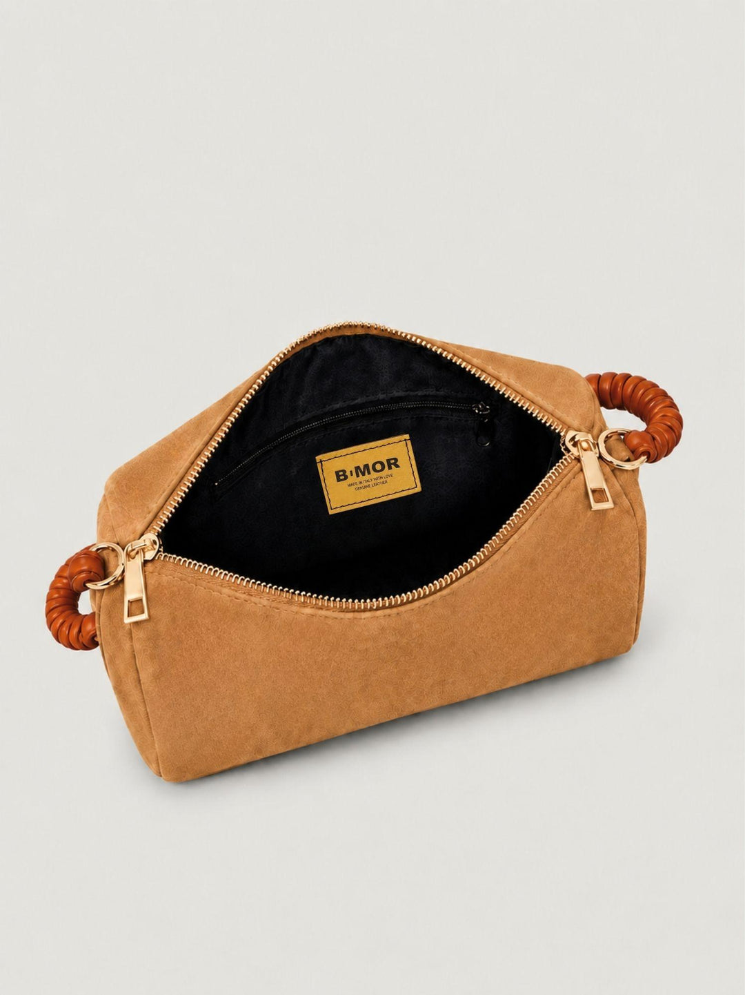 Borsa a spalla Mini Cube in pelle scamosciata cuoio MINI CUBE CUOIO BIMOR 
