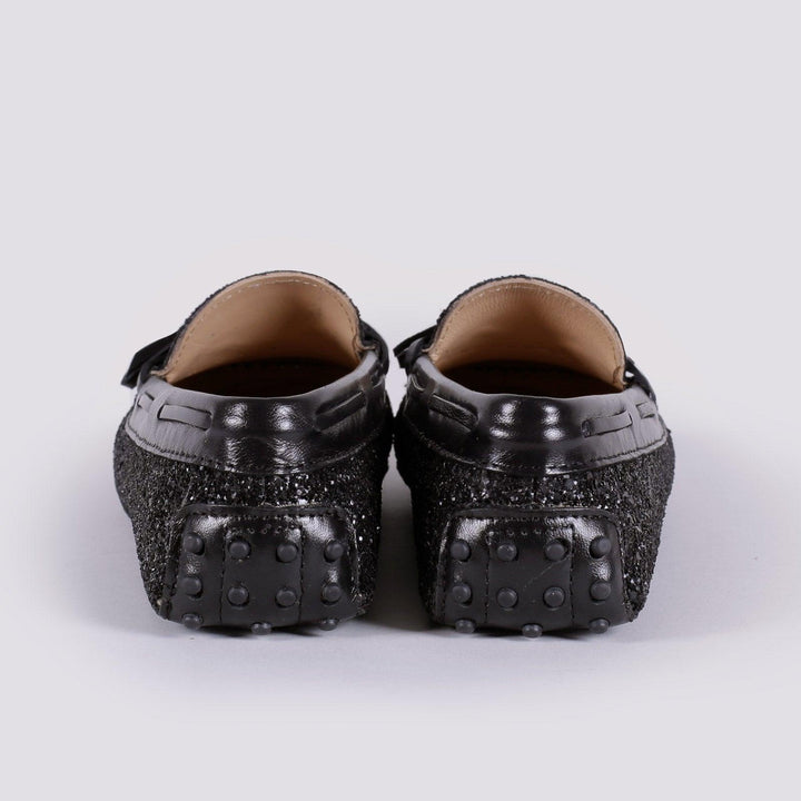 MOCASSINO CON GOMMINI IN GLITTER 1003/GLITTER NERO ANDREA MORANDO 