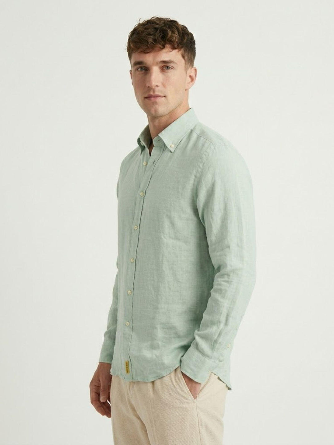 Camicia Bradford in lino verde chiaro BRAD/TC162 V17 BAGGIES 