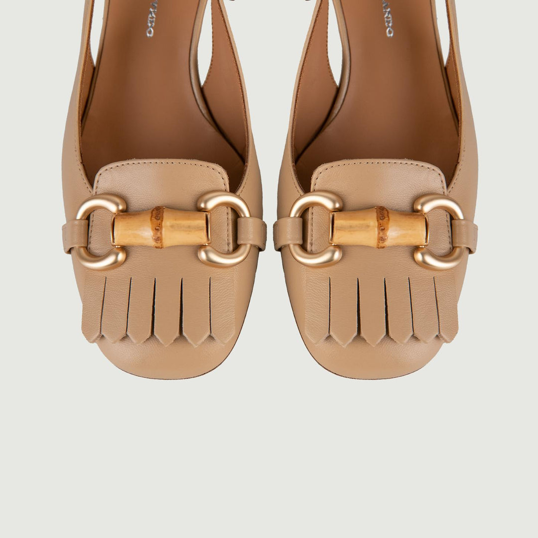 Décolleté SLING BACK BEIGE CON TACCO QUADRATO L6002 FONDOTINTA ANDREA MORANDO 