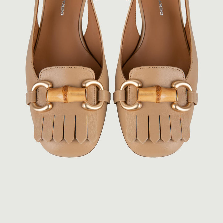 Décolleté SLING BACK BEIGE CON TACCO QUADRATO L6002 FONDOTINTA ANDREA MORANDO 