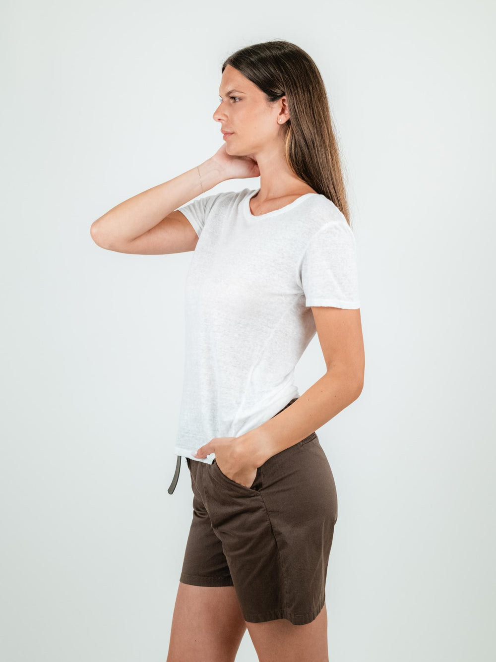 T-SHIRT IN LINO BIANCA 2944 BIANCO ANDREA MORANDO 
