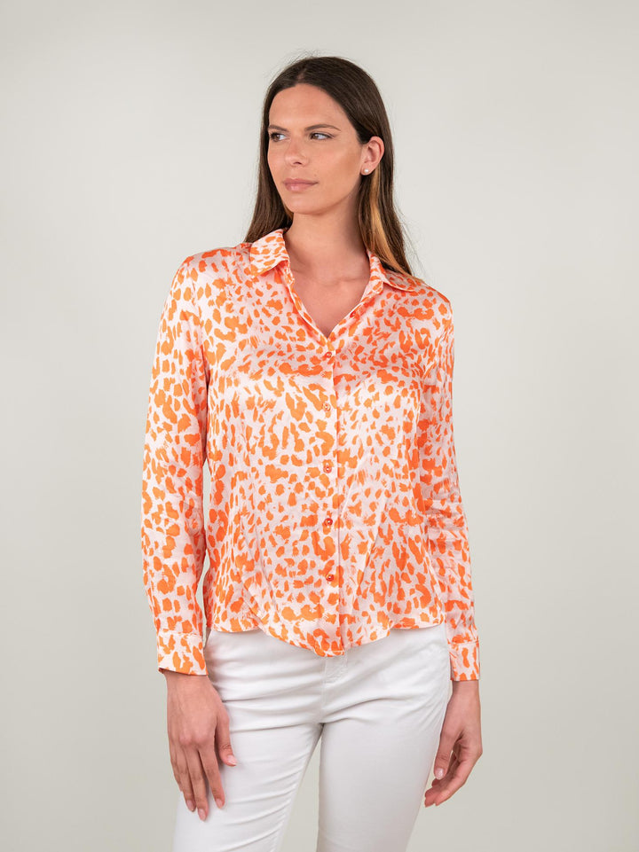 CAMICIA STAMPA ANIMALIER ARANCIO C244629 V1 ANDREA MORANDO 