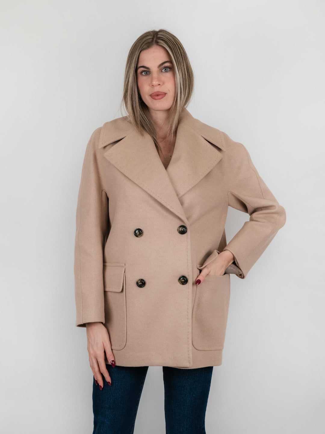 CAPPOTTO PEACOAT CON MAXI REVERS CAMMELLO 9833RO CAMMELLO ANDREA MORANDO 