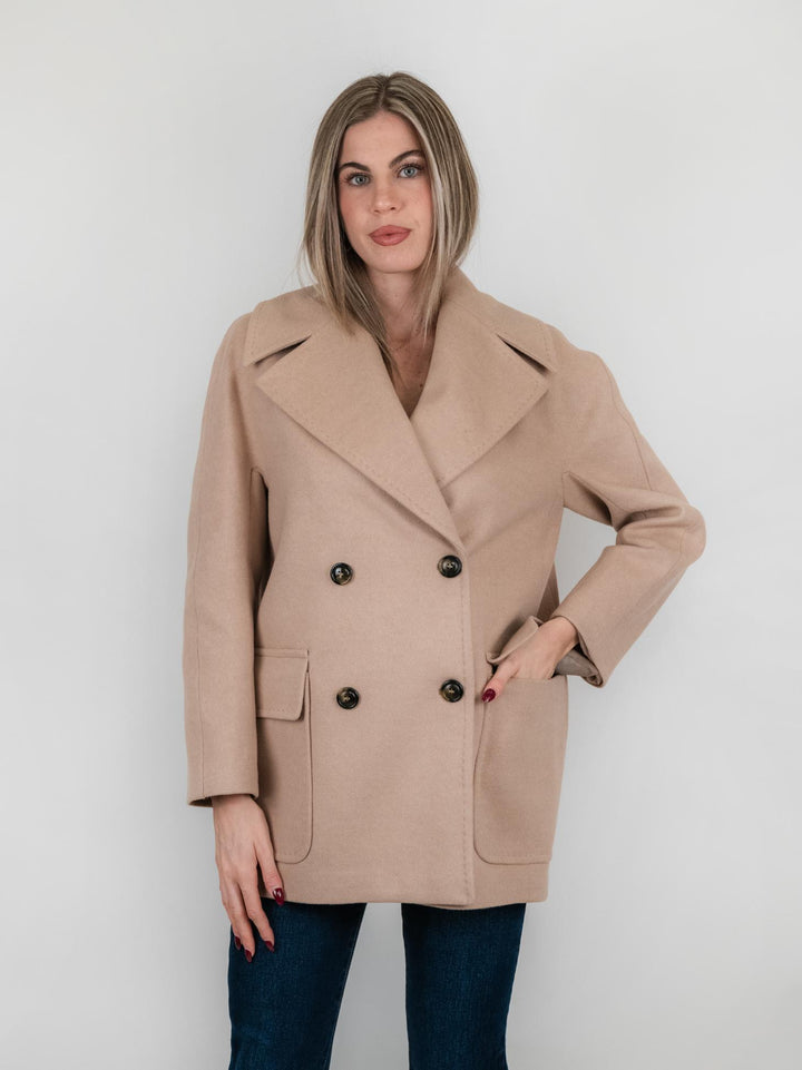 CAPPOTTO PEACOAT CON MAXI REVERS CAMMELLO 9833RO CAMMELLO ANDREA MORANDO 