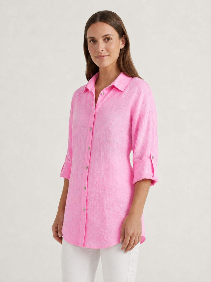Camicia in lino rosa 6CM05526 629 ANDREA MORANDO 
