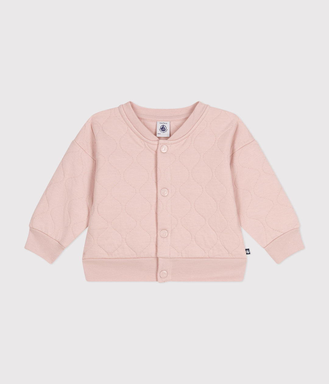 Cardigan rosa teddy in tubique trapuntato A0BPU 02 PETIT BATEAU 