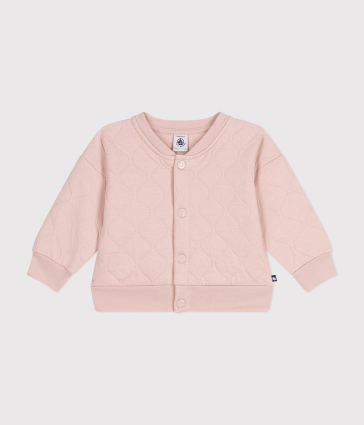 Cardigan rosa teddy in tubique trapuntato A0BPU 02 PETIT BATEAU 