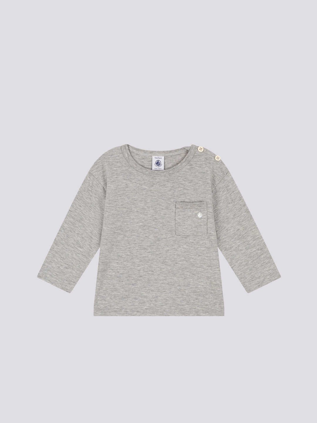 MAGLIA A MANICHE LUNGHE IN JERSEY FIAMMATO A08EZ 02 PETIT BATEAU 