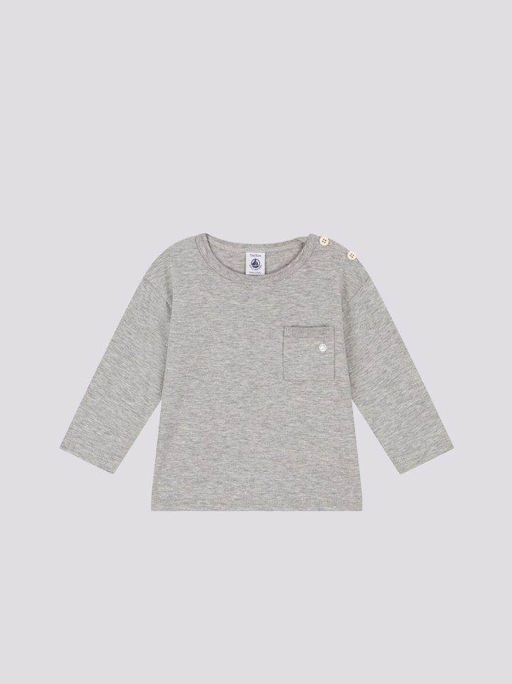 MAGLIA A MANICHE LUNGHE IN JERSEY FIAMMATO A08EZ 02 PETIT BATEAU 
