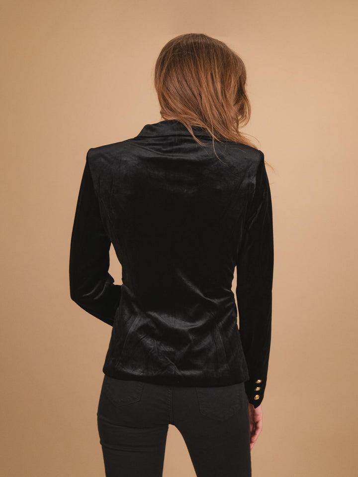 Blazer doppiopetto in velluto nero V2021 NERO ANDREA MORANDO 
