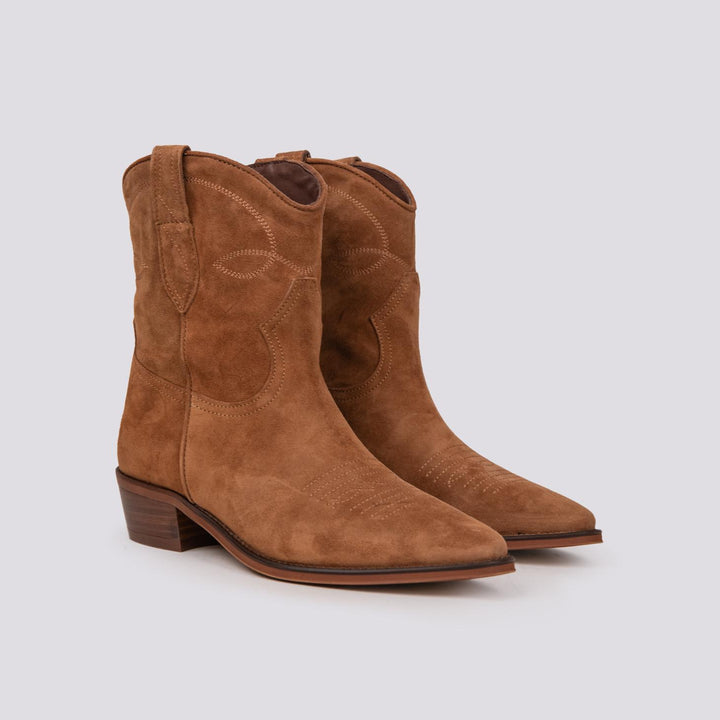 STIVALETTO TEXANO IN CAMOSCIO CUOIO 2235 SILK SELLA ALPE 