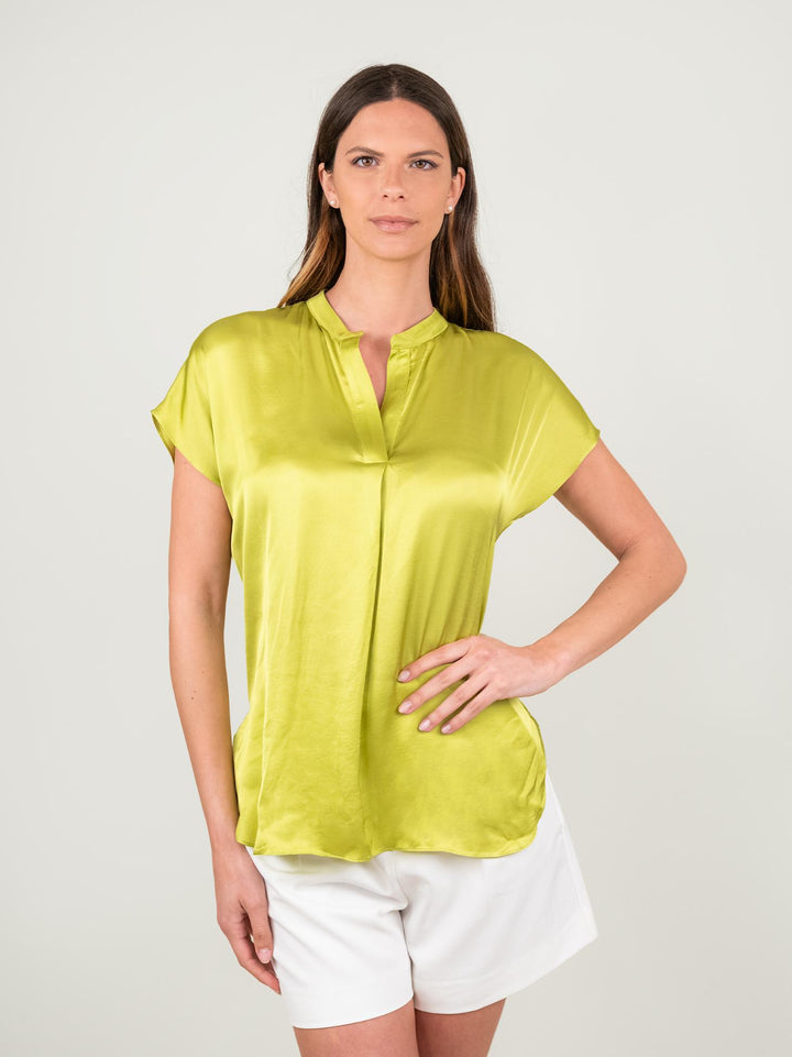 BLUSA A MANICA CORTA IN RASO LIME M9237 LIME ANDREA MORANDO 