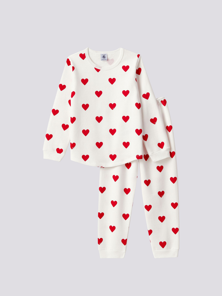 PIGIAMA BAMBINO FANTASIA CUORI IN MOLLETON A00FR 01 PETIT BATEAU 