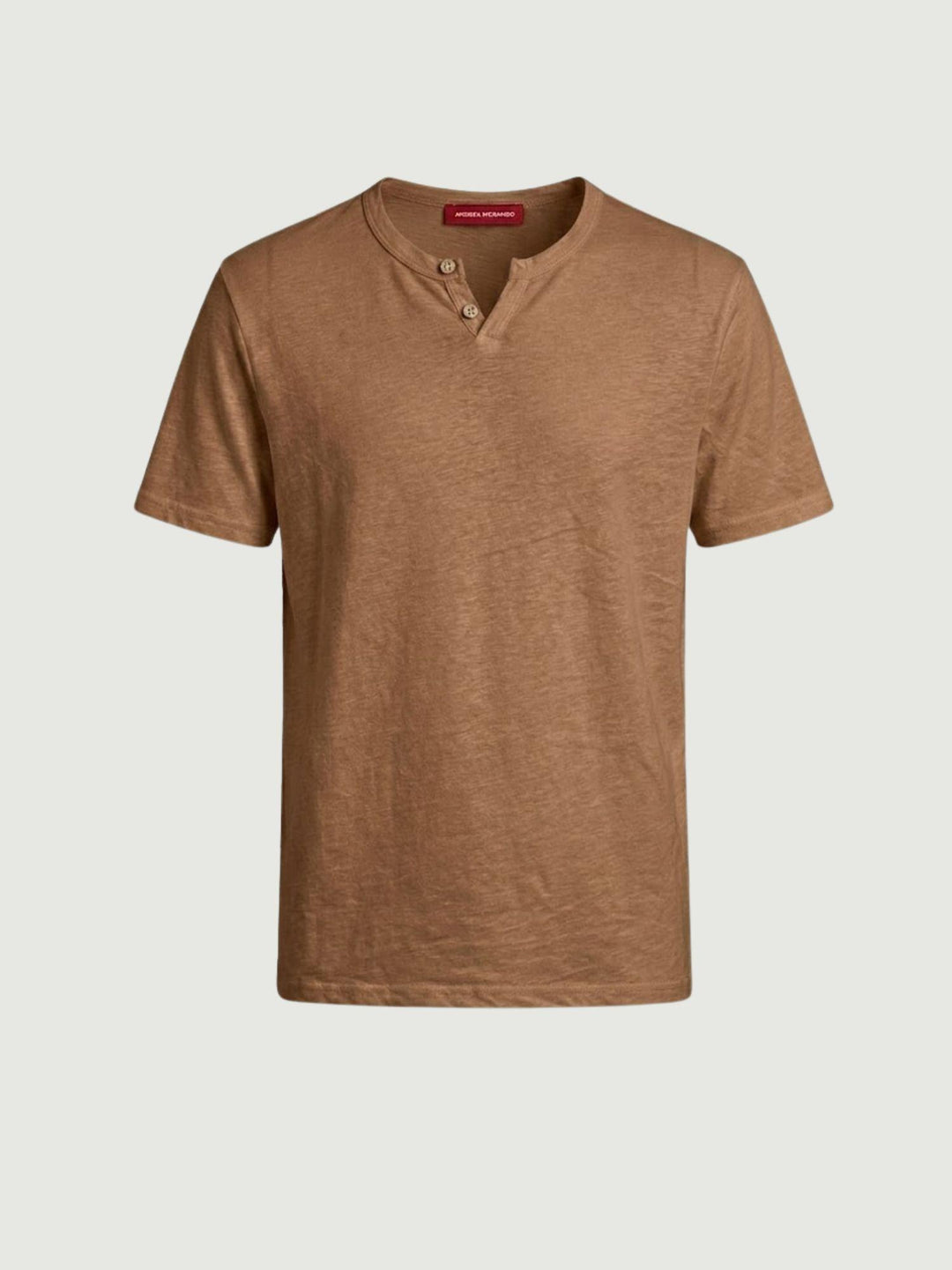 T-shirt collo serafino in misto lino tabacco 6TS0358 TABACCO ANDREA MORANDO 