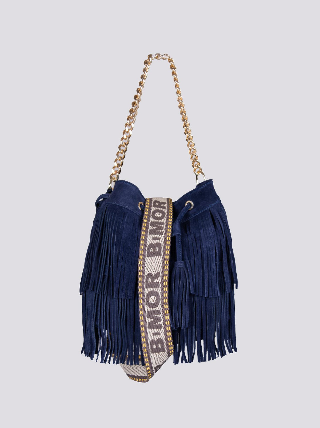 BORSA A SPALLA CON FRANGE BLU Wild WILD BLU BIMOR 