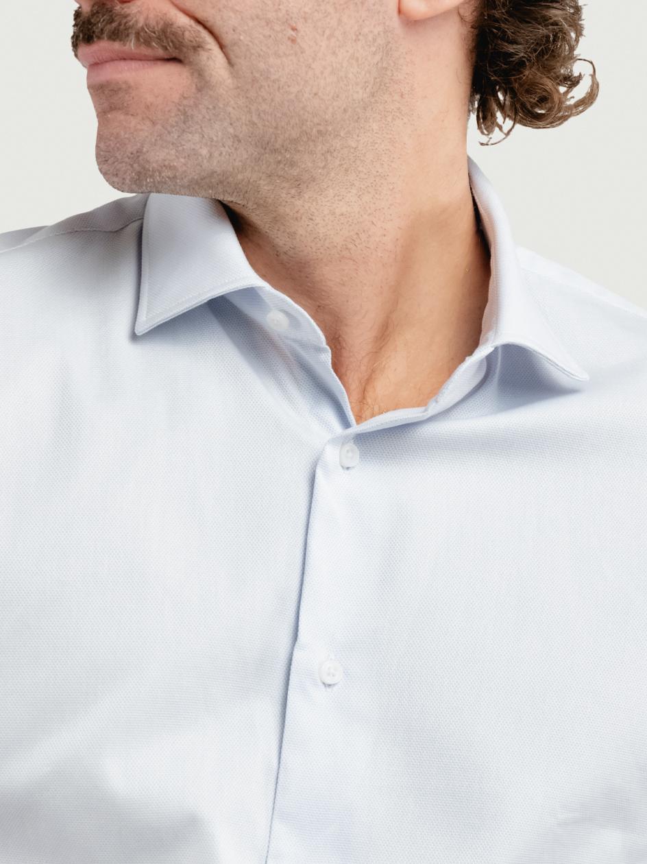 CAMICIA BIANCA SLIM CON MICROFANTASIA CELESTE ROYALSLIM CELESTE ANDREA MORANDO 
