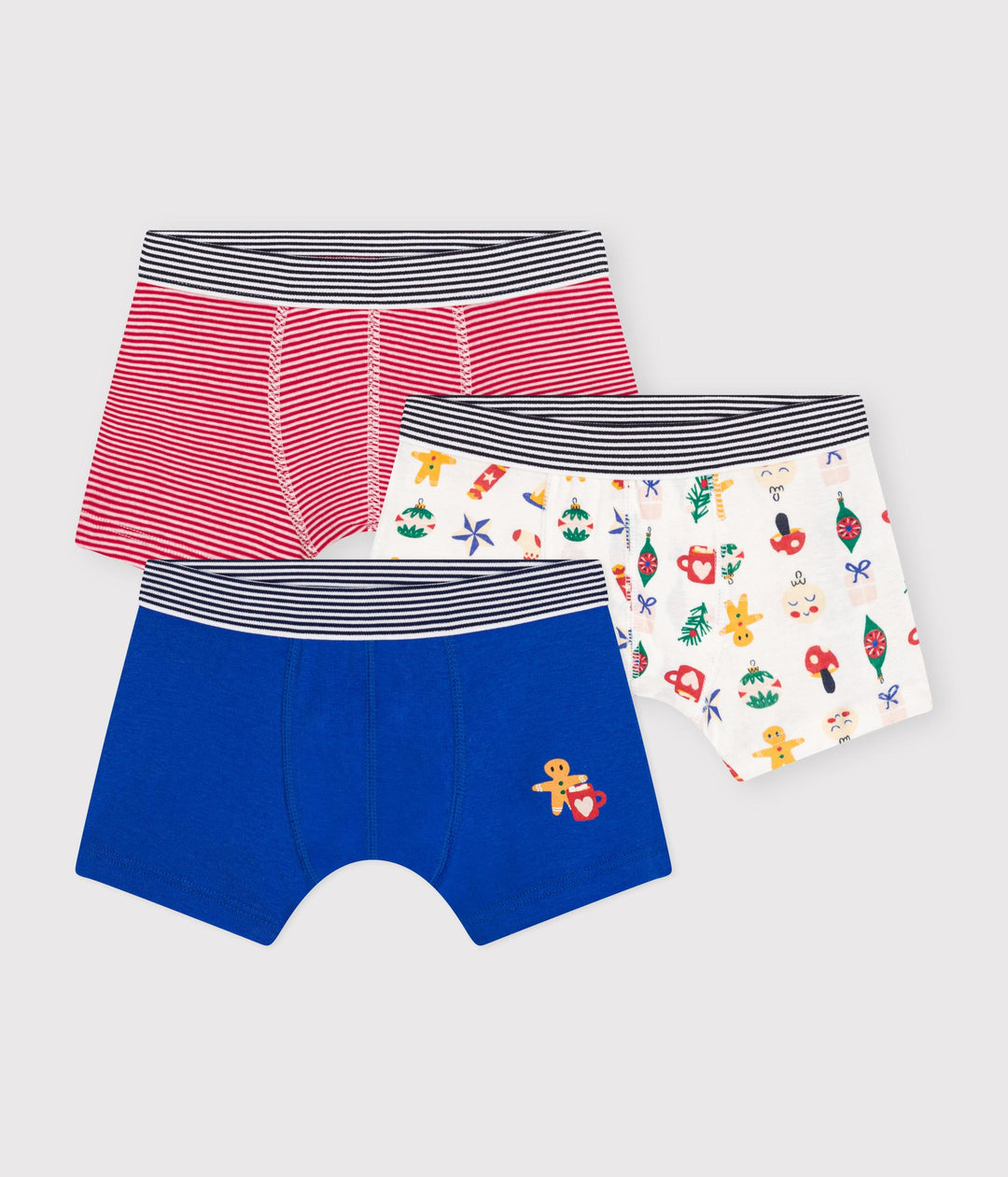 Set di 3 boxer di Natale in cotone A0BQQ 00 PETIT BATEAU 